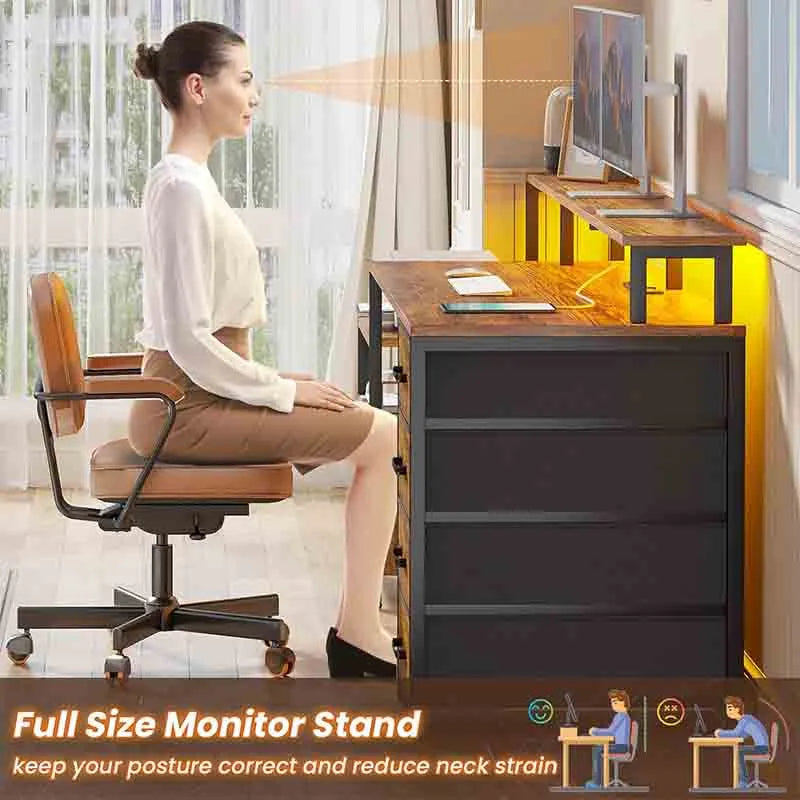 Yoobure Home Office Desk with File Drawer &amp; Power Outlet, 66&