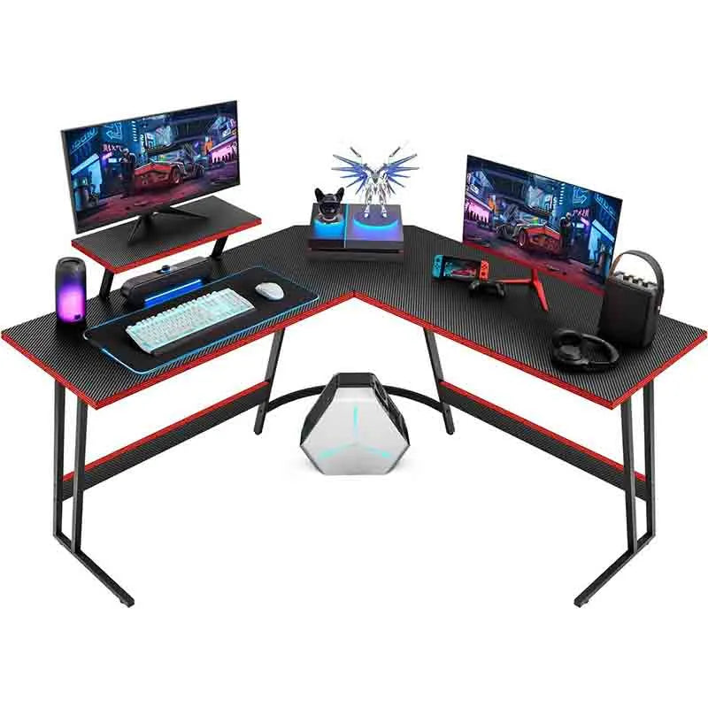 Yoobure L Shaped Gaming Desk Computer Corner Desk PC Gaming Desk Table with Large Monitor Riser Stand