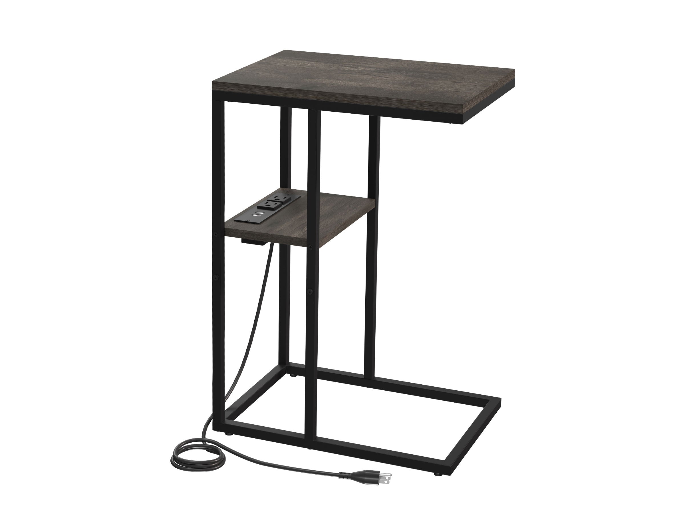 Dark grey Yoobure C Shaped End Table with Charging Station