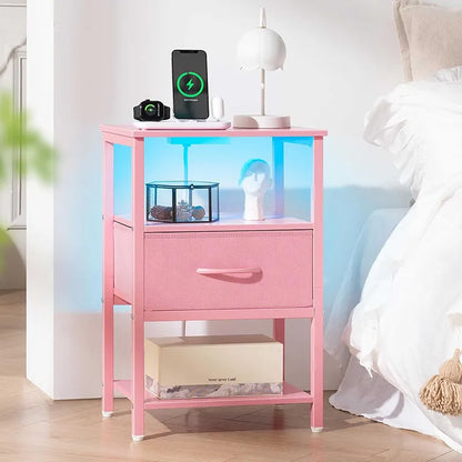 Yoobure 1-Drawer Nightstand with LED