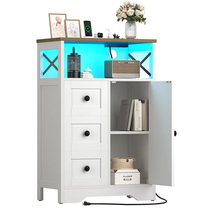 Yoobure LED Coffee Bar Cabinet with Power Outlet