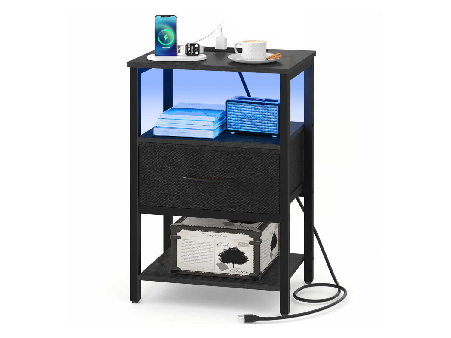 Yoobure 1-Drawer Nightstand with LED