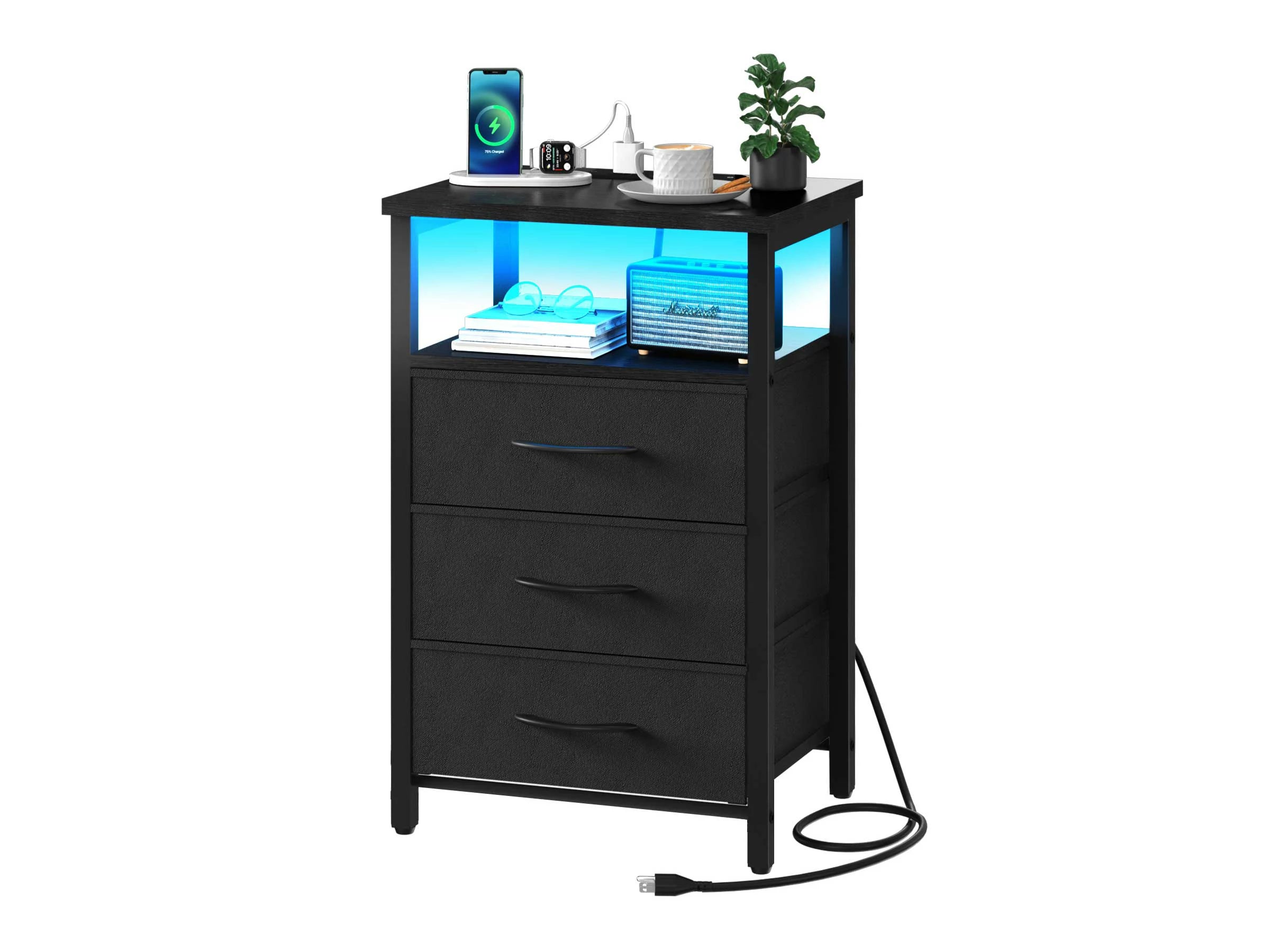 Yoobure 3-Drawers Nightstand with LED