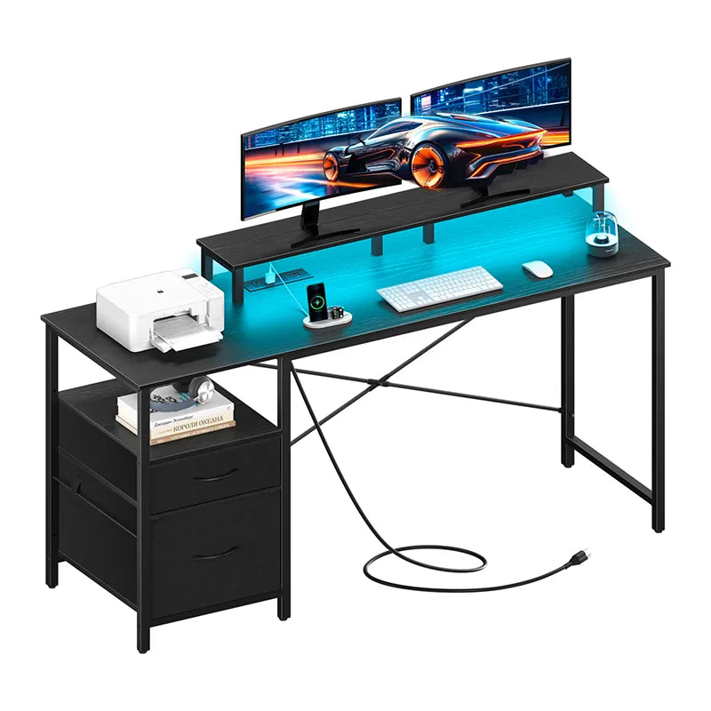 Yoobure 55.1 Inch 2-Drawer Computer Desk