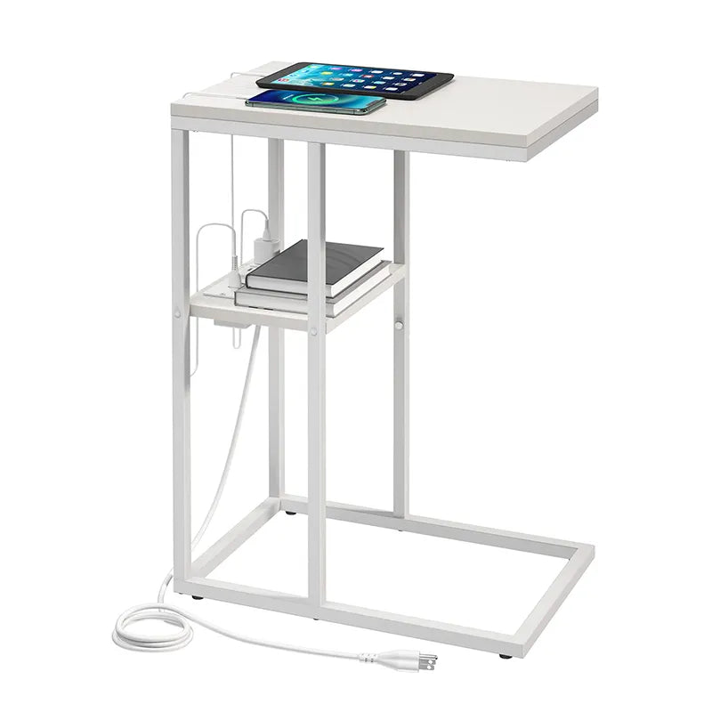 Yoobure C Shaped End Table with Charging Station