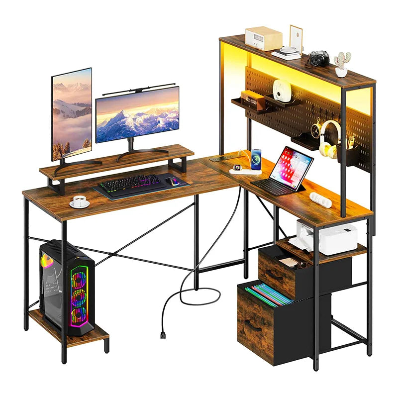 Yoobure L Shaped Desk with Pegboard