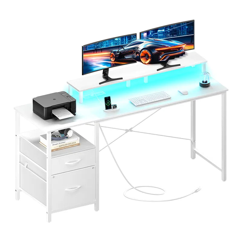 Yoobure 55.1 Inch 2-Drawer Computer Desk