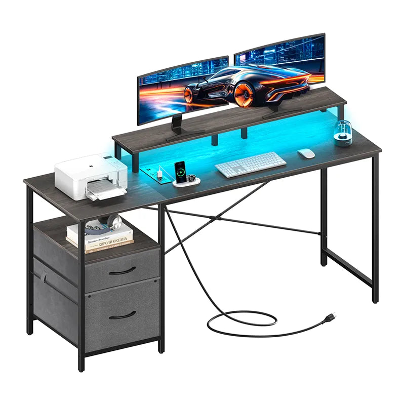 Yoobure 55.1 Inch 2-Drawer Computer Desk