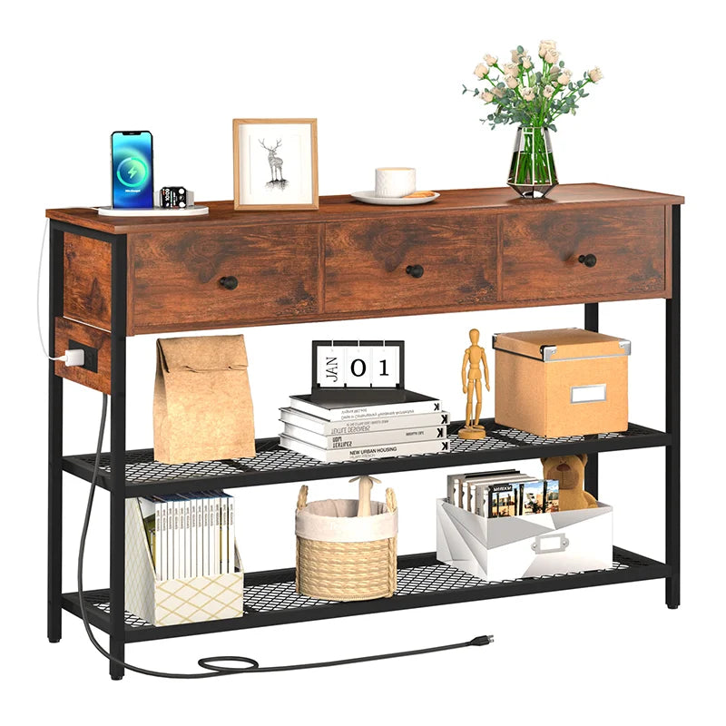 Yoobure 46.85 Inch Console Table with 3 Storage Drawers