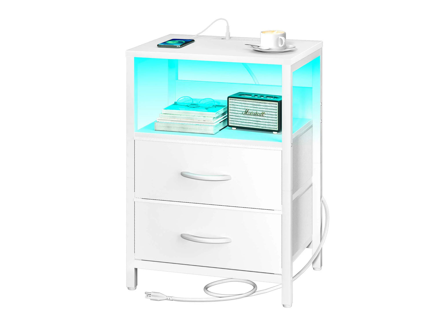 Yoobure 2-Drawers Nightstand with LED