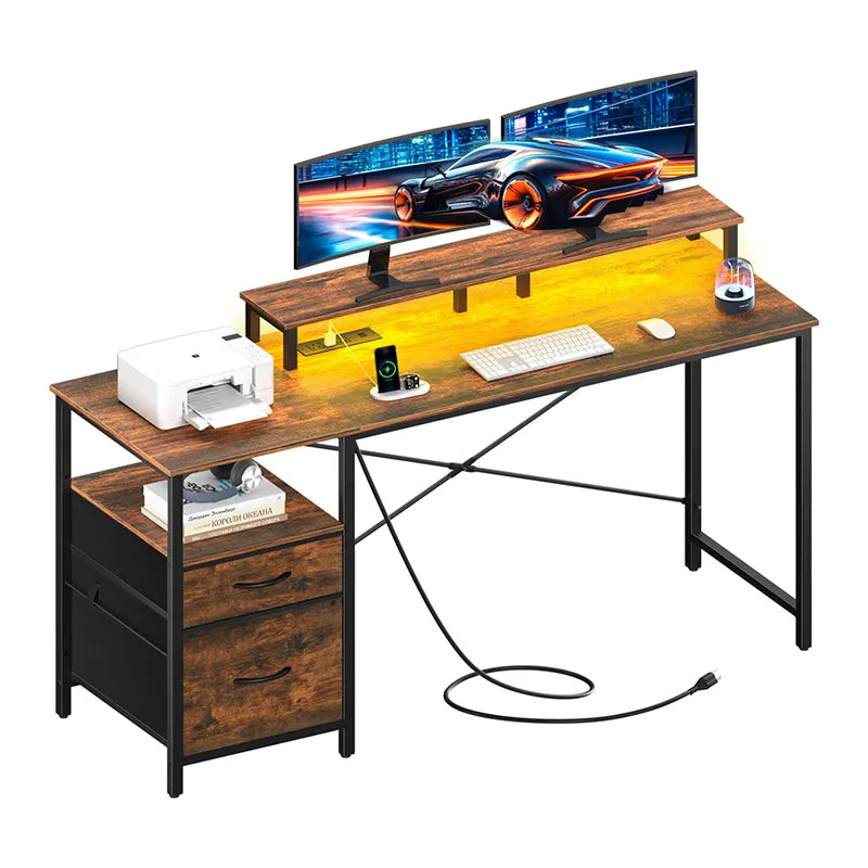 Yoobure 55.1 Inch 2-Drawer Computer Desk