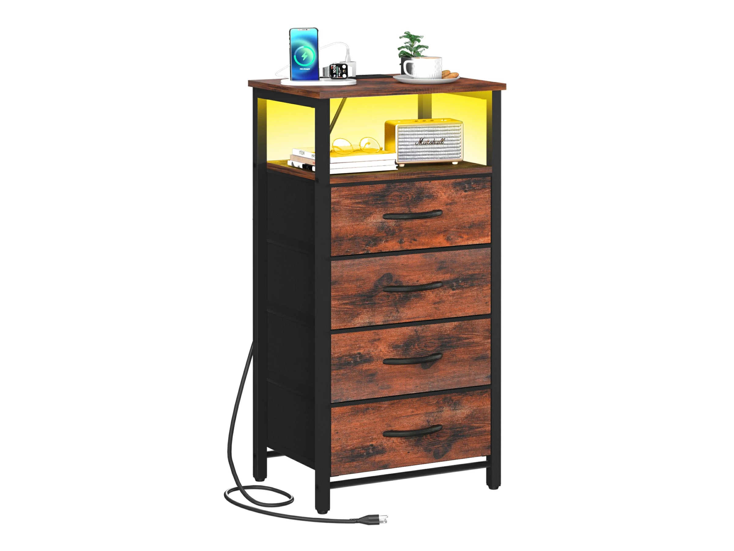 Yoobure 4-Drawer Nightstand with LED