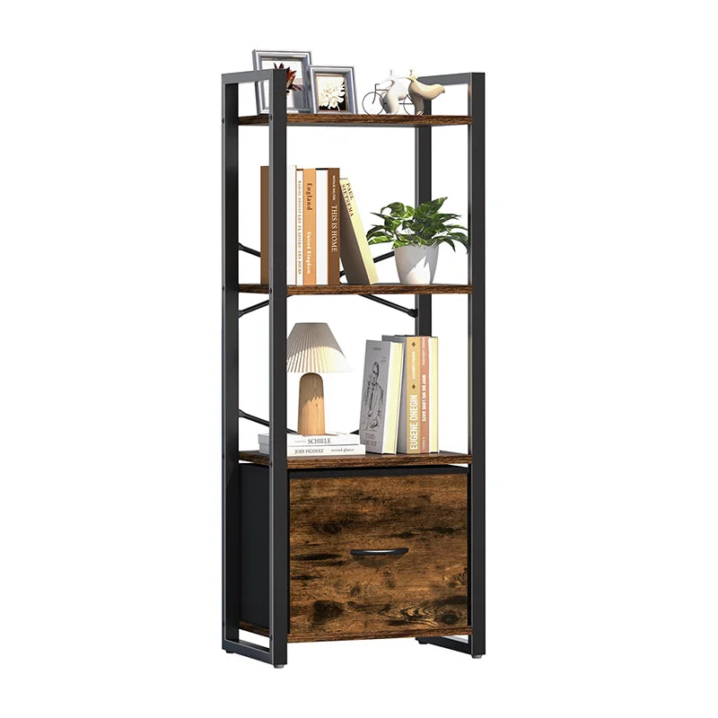 Yoobure 4-Tier Bookshelf with Drawer