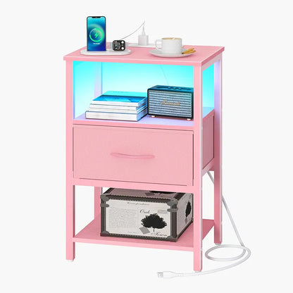 Yoobure 1-Drawer Nightstand with LED