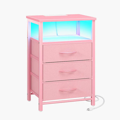 Yoobure 3-Drawer Nightstand with LED