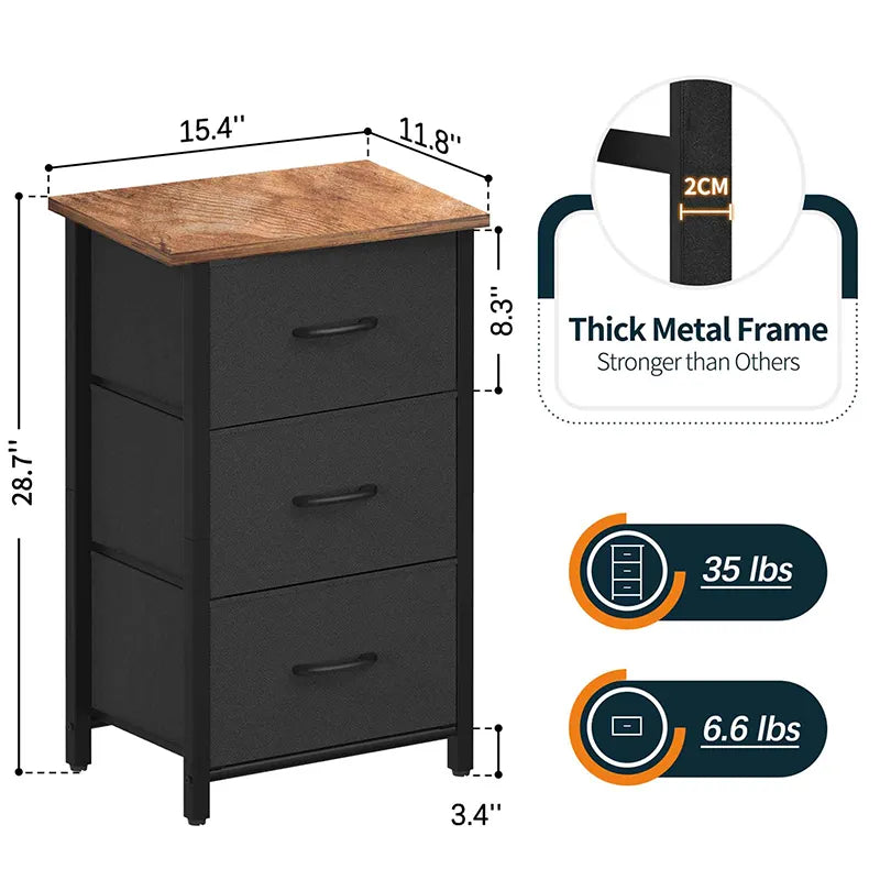 Yoobure 3-Drawer Beside Table