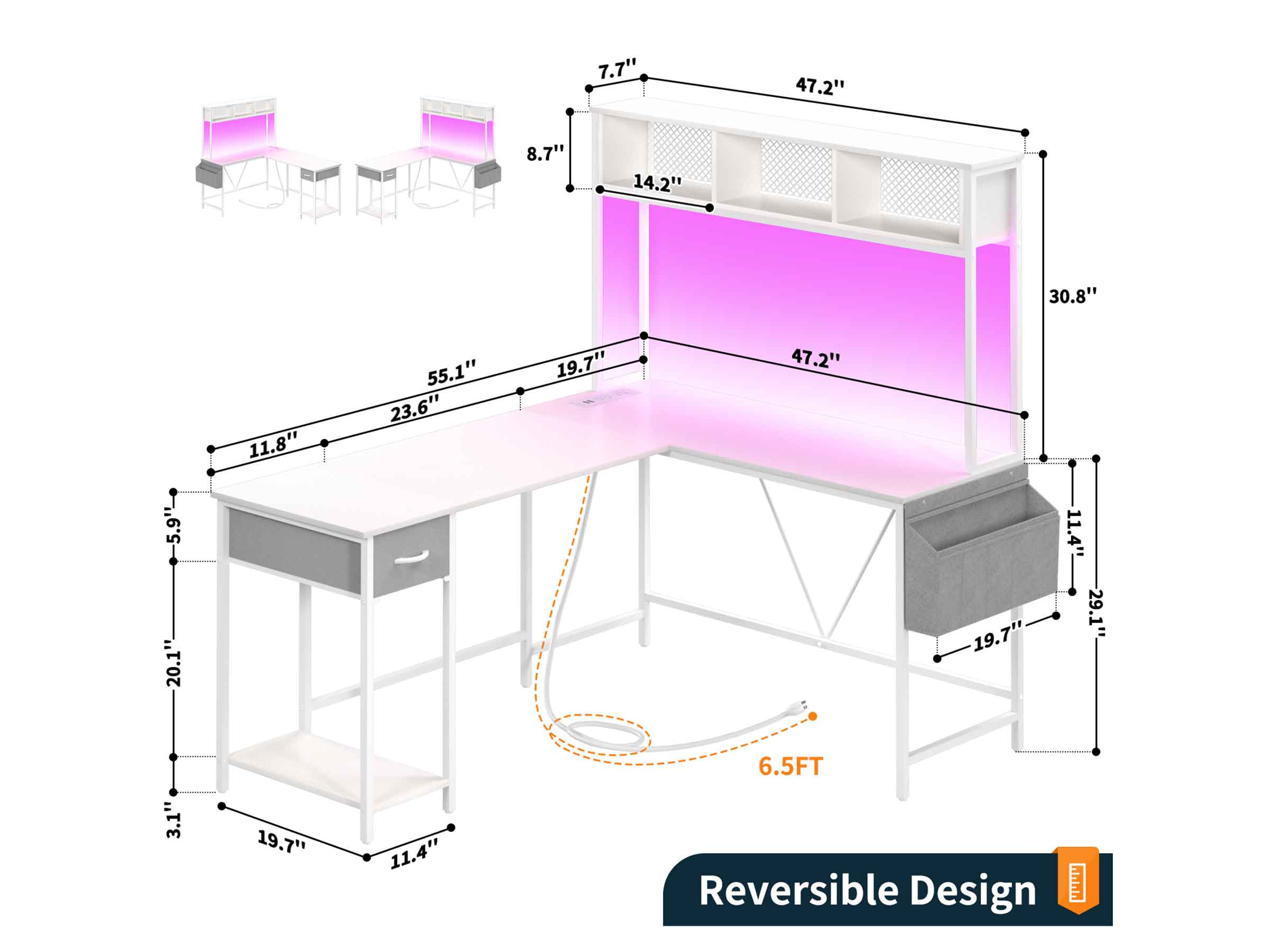 Yoobure L Shaped Computer Desk