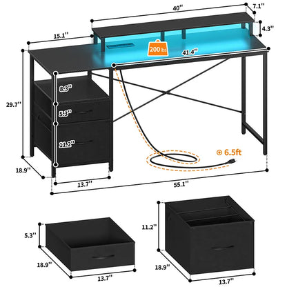 Yoobure 55.1 Inch 2-Drawer Computer Desk