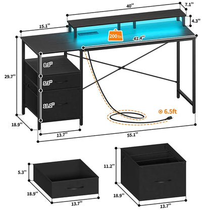 Yoobure 55.1 Inch 2-Drawer Computer Desk