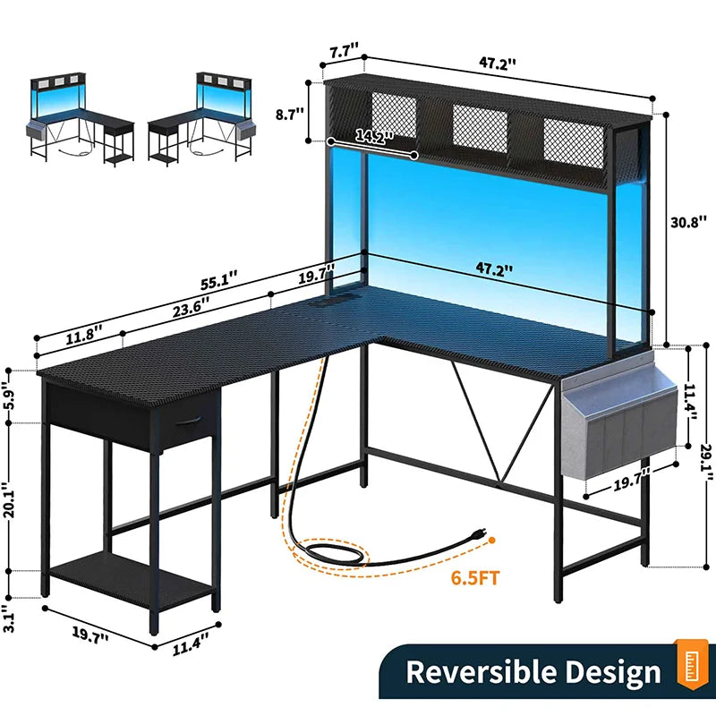 Yoobure L Shaped Computer Desk