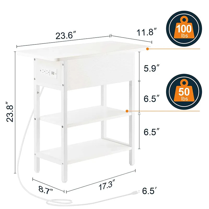 Yoobure Flip Top End Table with Charging Station