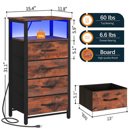 Yoobure 4-Drawer Nightstand with LED