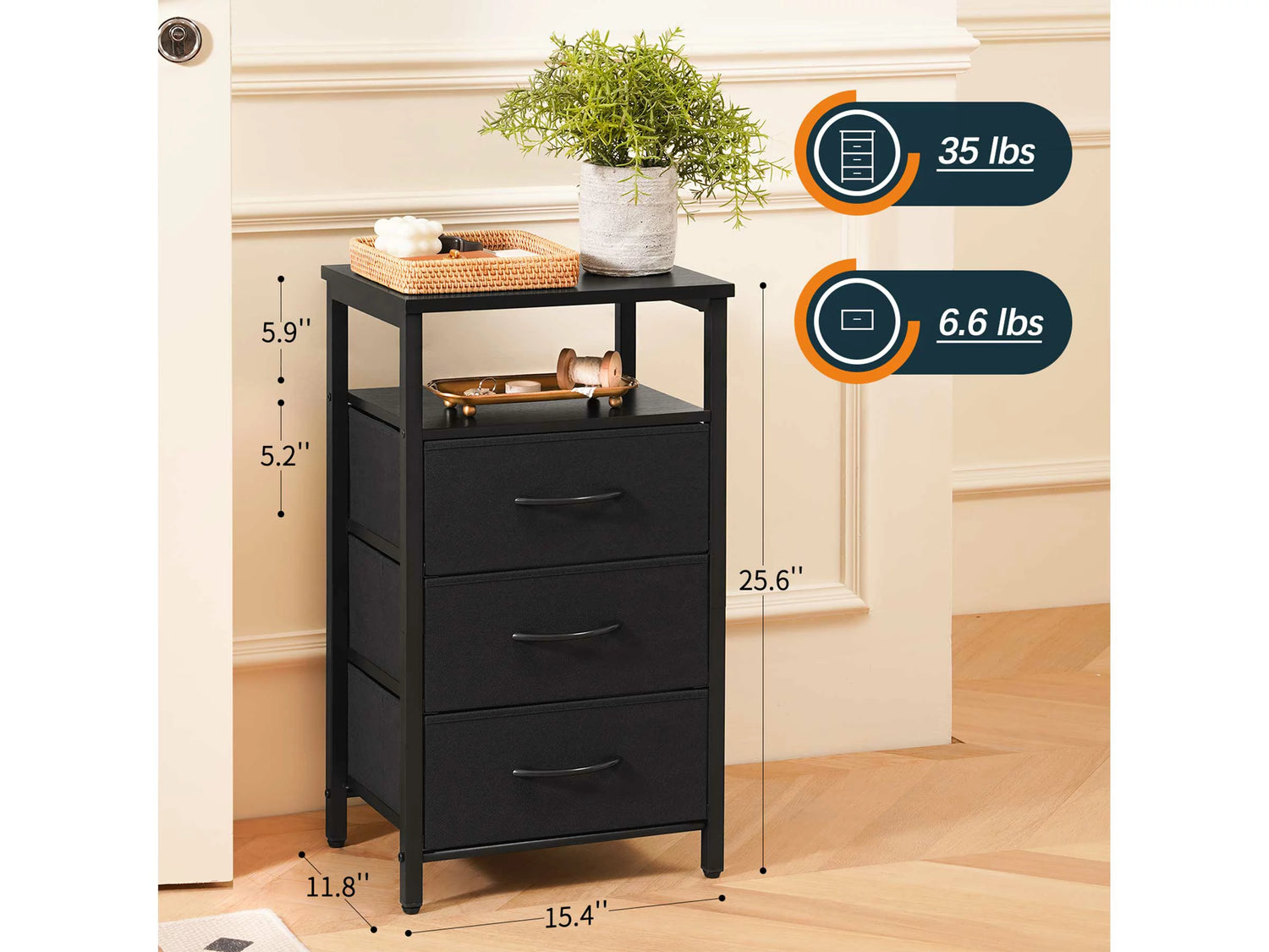 Yoobure 3-Drawers Nightstand with LED