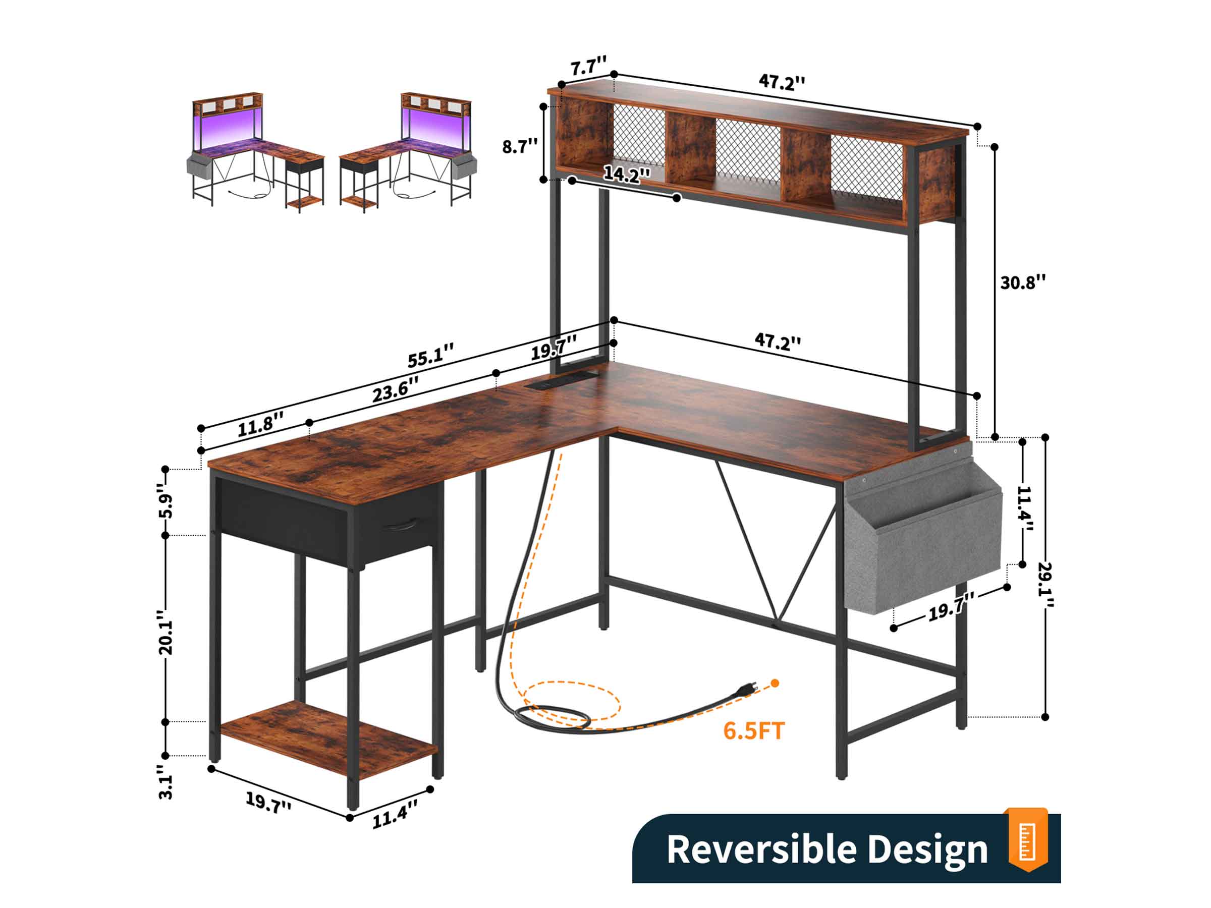 Yoobure L Shaped Computer Desk