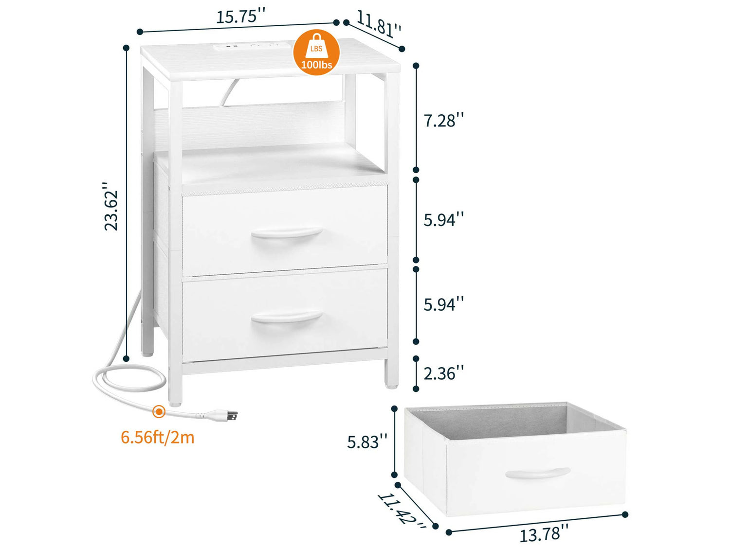 Yoobure 2-Drawers Nightstand with LED