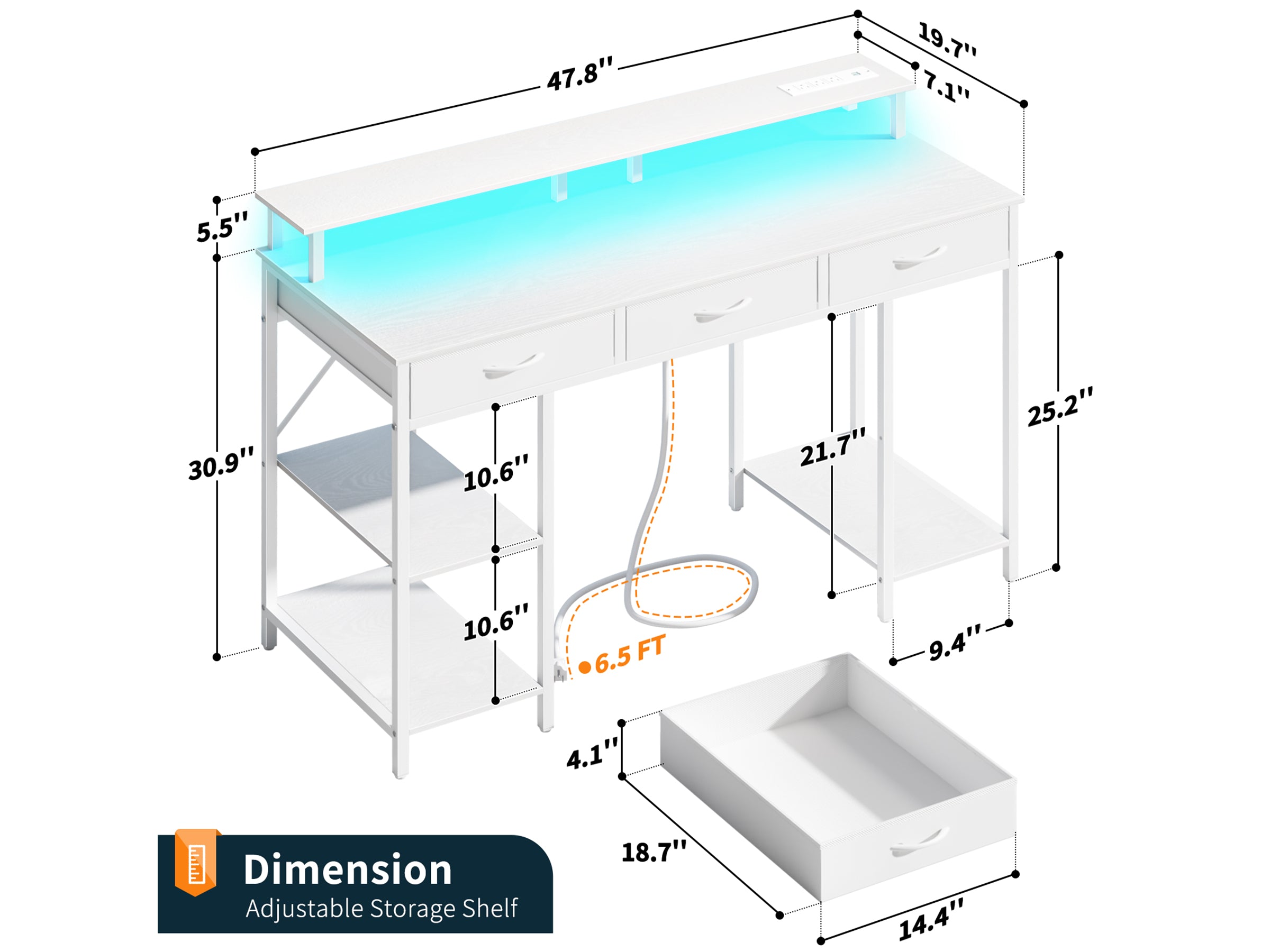 Yoobure Computer Desk with 3 Drawers