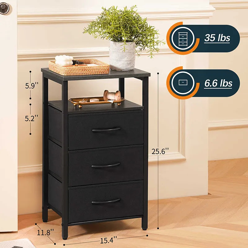 Yoobure 3-Drawer Nightstand with LED