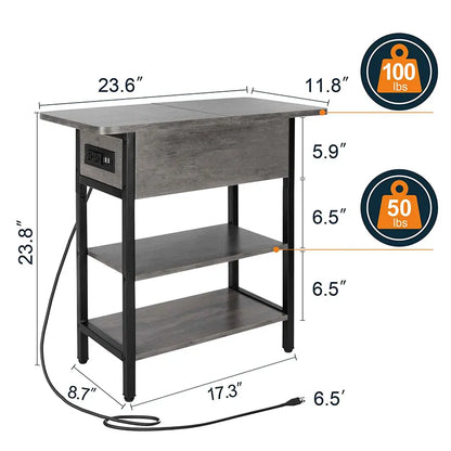 Yoobure Flip Top End Table with Charging Station