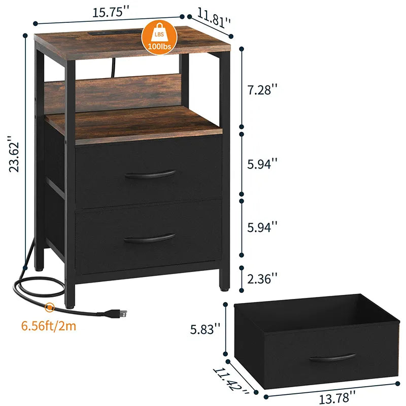 Yoobure 2-Drawer Nightstand