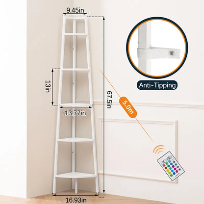 Yoobure 5-Tier Corner Shelf with LED