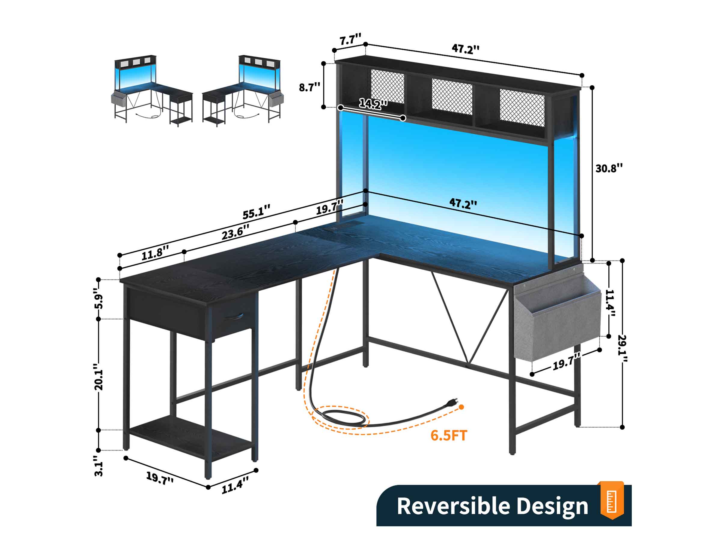 Yoobure L Shaped Computer Desk