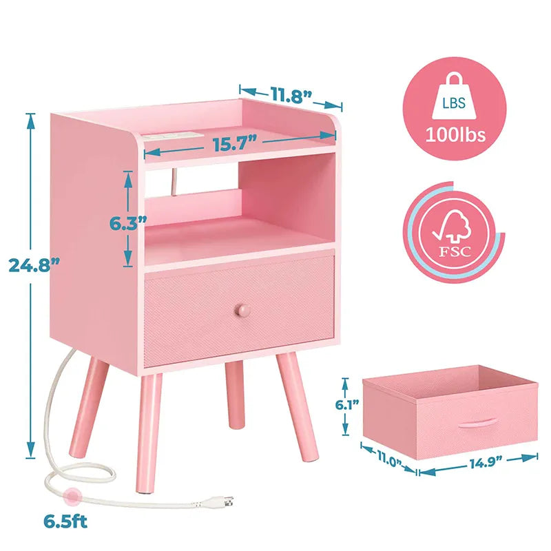 Yoobure Mordern 2-Tier Nightstand with LED