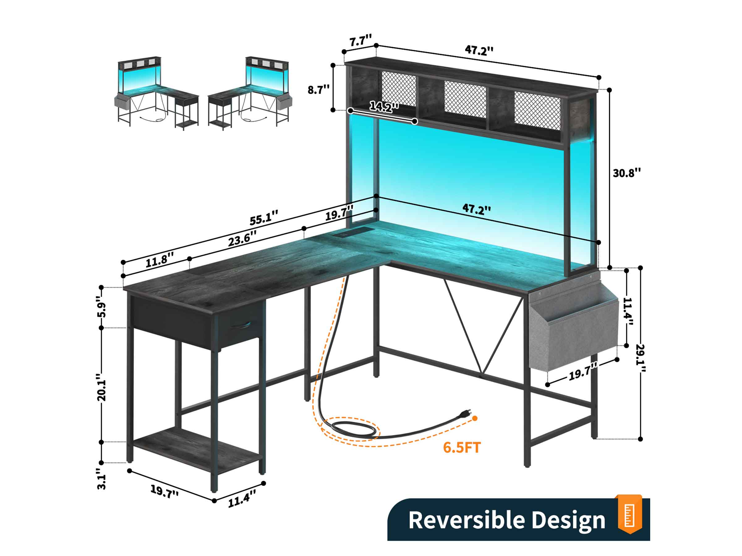 Yoobure L Shaped Computer Desk