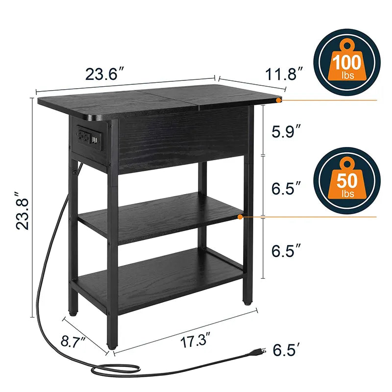 Yoobure Flip Top End Table with Charging Station