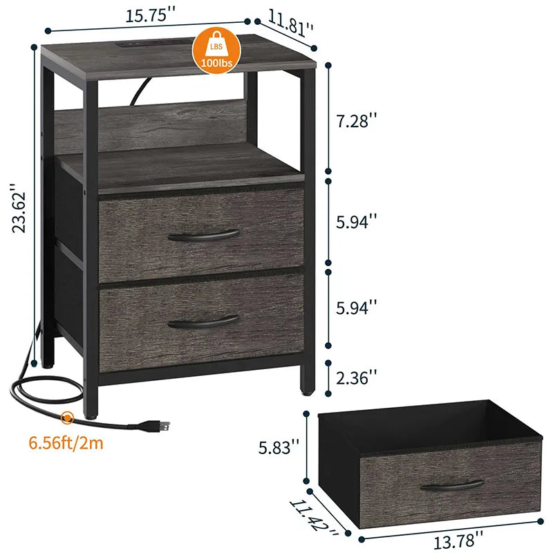 Yoobure 2-Drawer Nightstand with LED