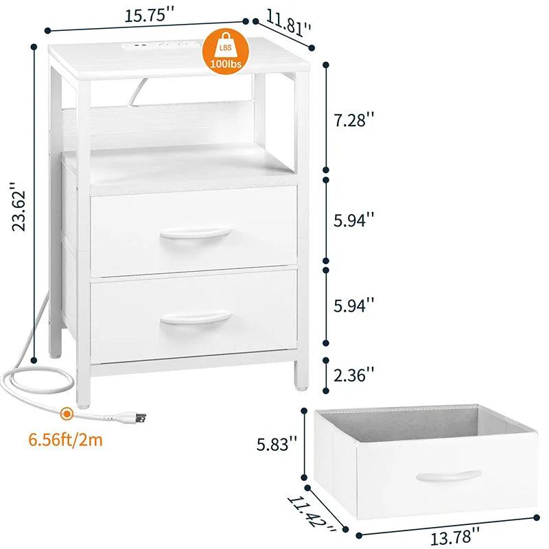 Yoobure 2-Drawer Nightstand with LED