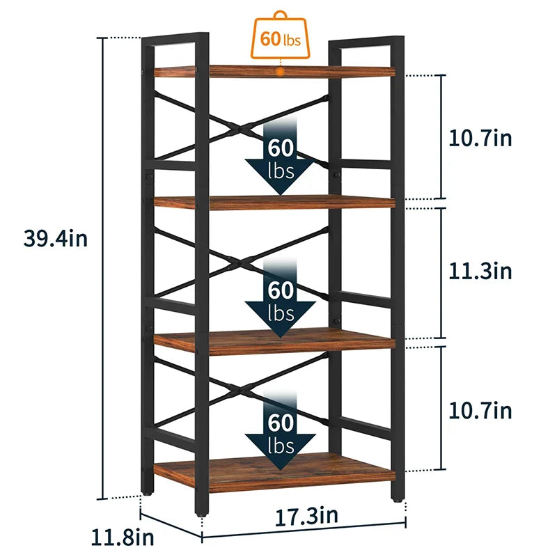 Yoobure 4-Tier Small Bookshelf