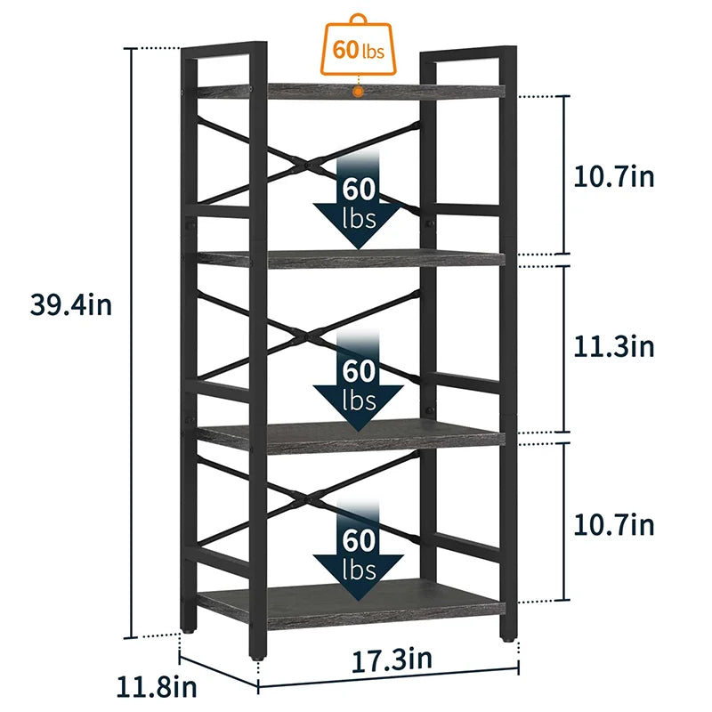 Yoobure 4-Tier Small Bookshelf