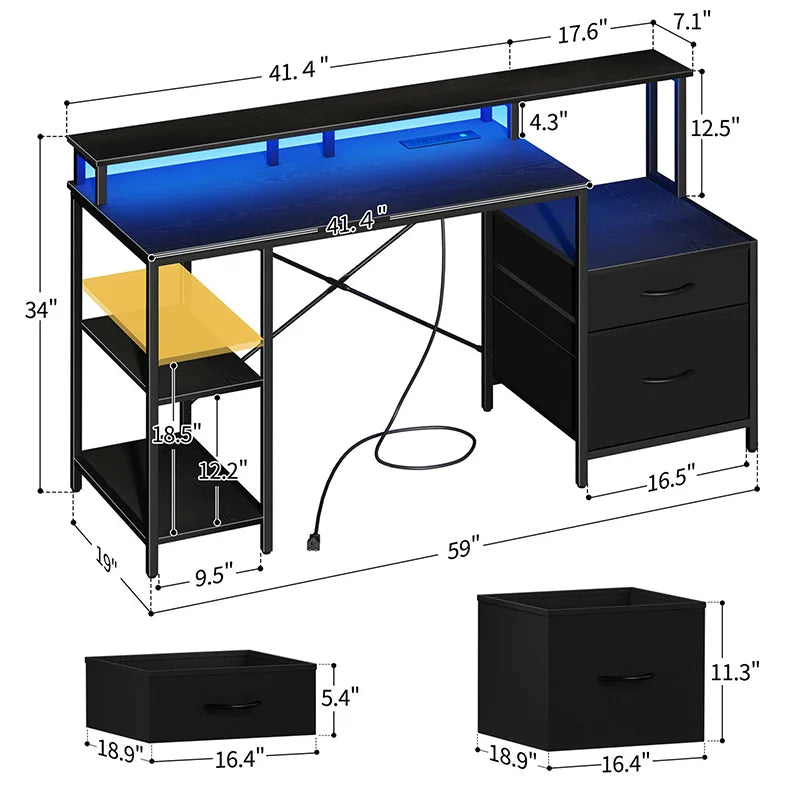 Yoobure 59 Inch 2-Drawer Computer Desk