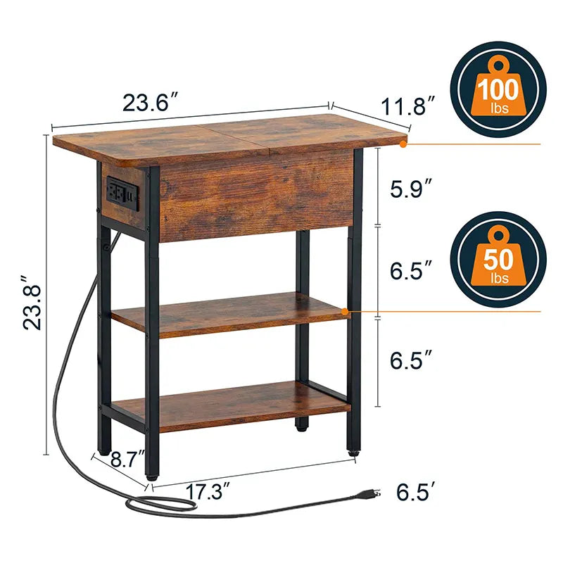 Yoobure Flip Top End Table with Charging Station