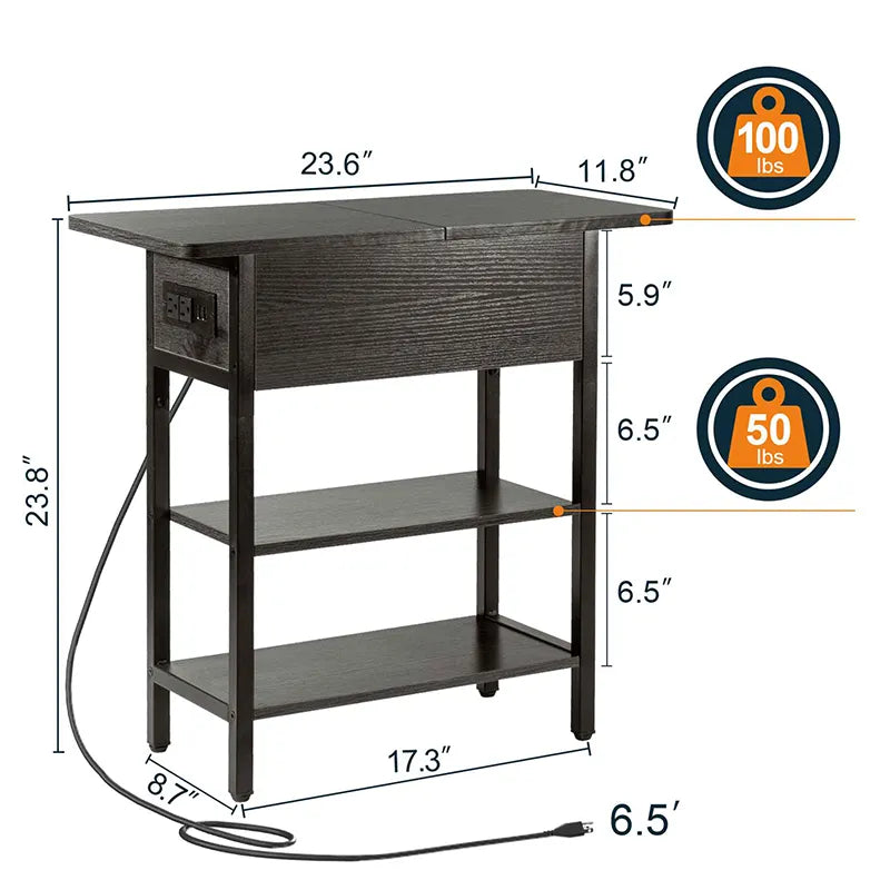 Yoobure Flip Top End Table with Charging Station