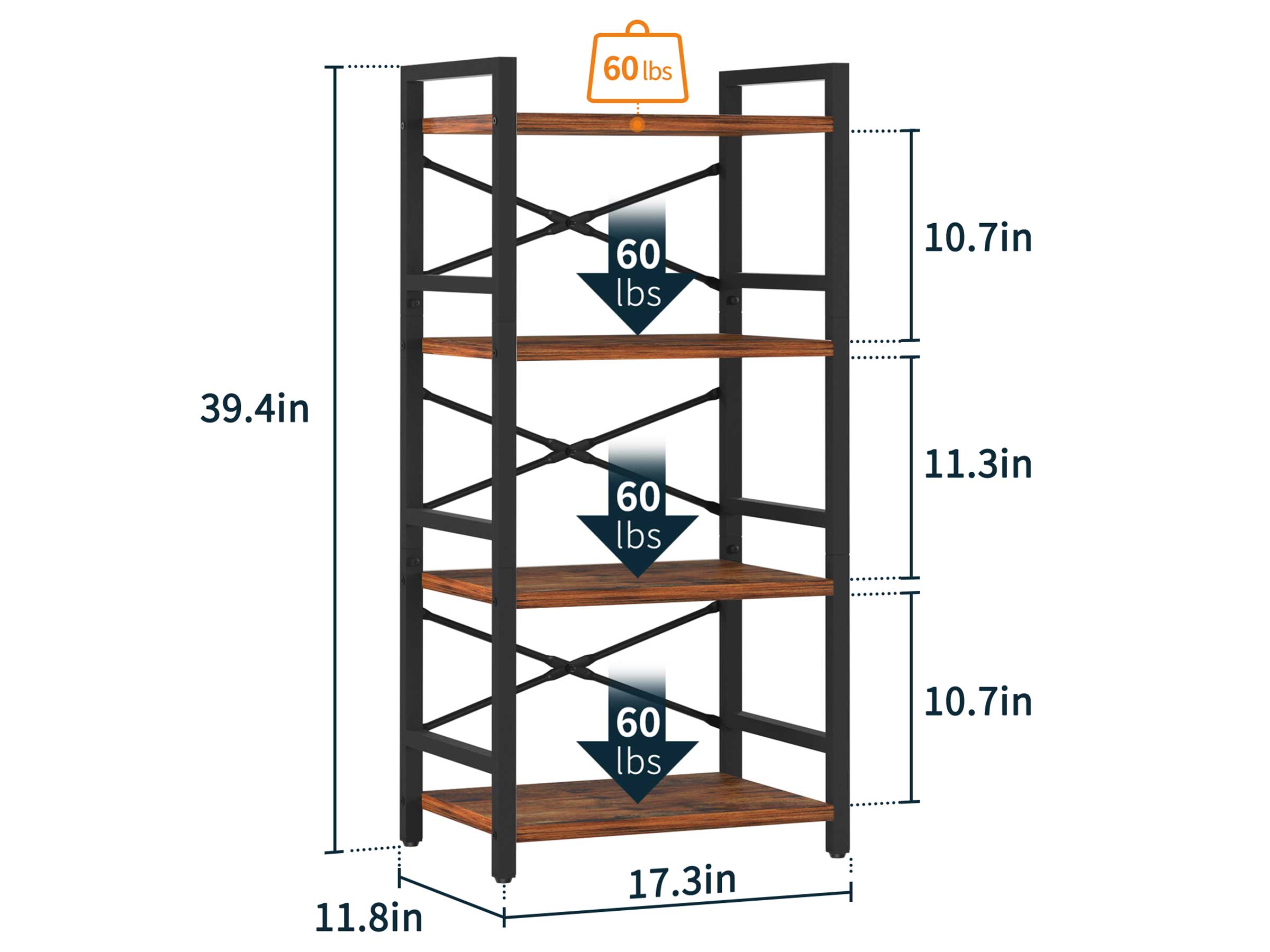 Yoobure 4-Tier Small Bookshelf