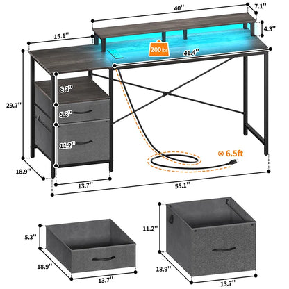 Yoobure 55.1 Inch 2-Drawer Computer Desk