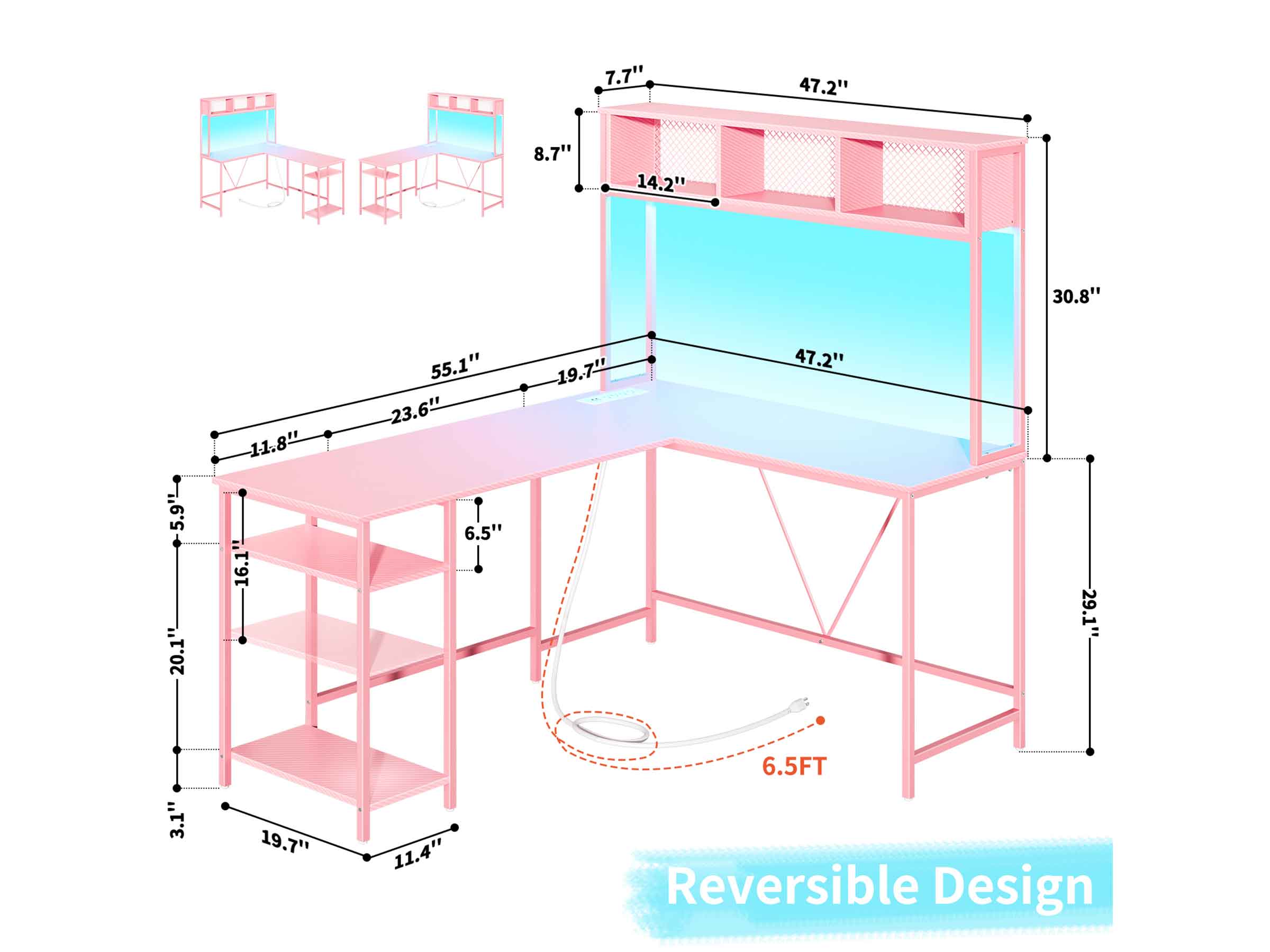 Yoobure L Shaped Computer Desk