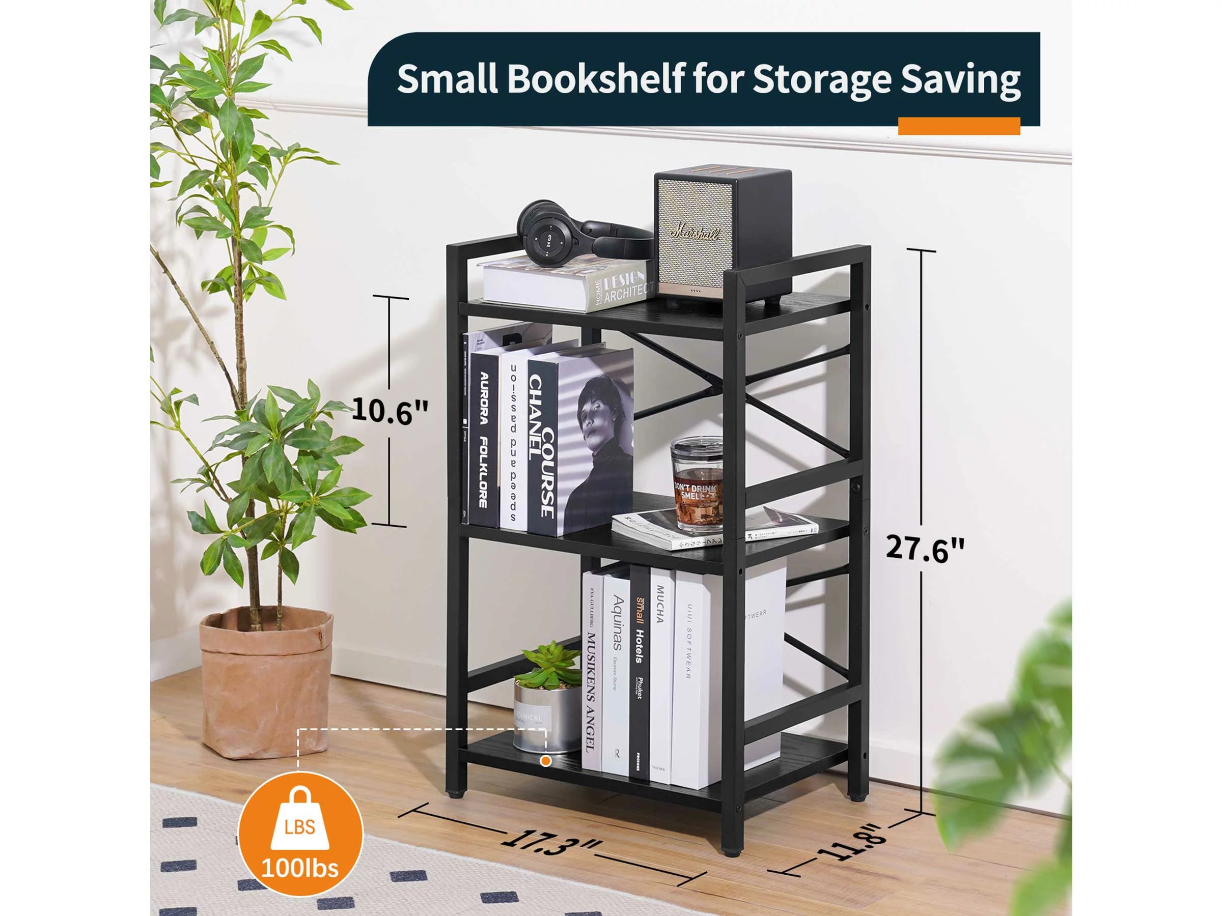 Yoobure 3-Tier Small Bookshelf