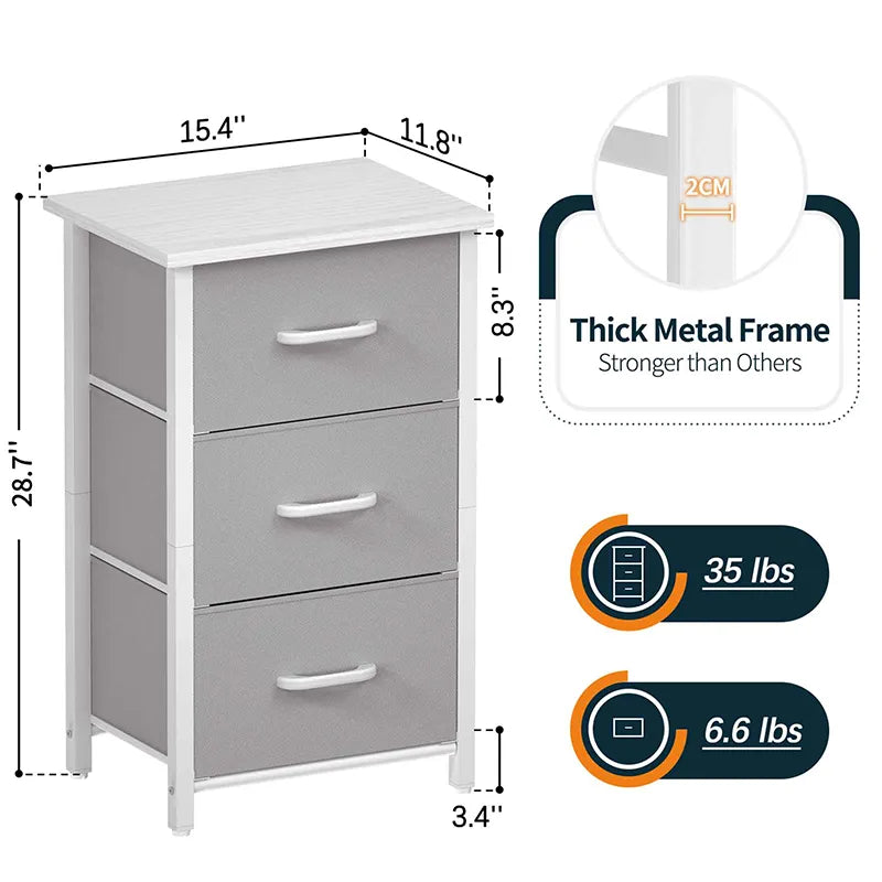 Yoobure 3-Drawer Beside Table